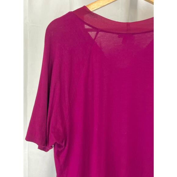 TALBOTS Tie V Neck Top Short Sleeve Jersey Knit Magenta Purple Size 1X Plus - Picture 7 of 9